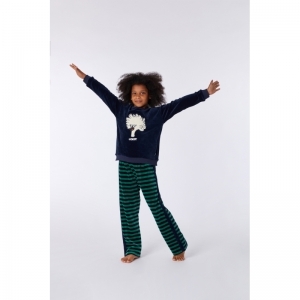V - Velours cotton blend 920 blauw-groen