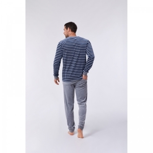 V - Velours cotton blend 943 blauw-grijs