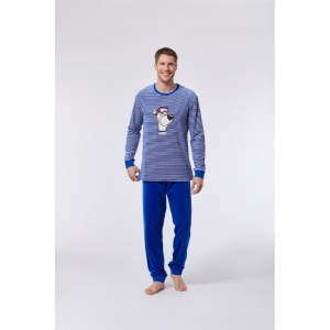 V - Velours cotton blend 912 blauw -wit
